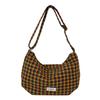 Retro plaid messenger bag women's large-capacity casual dumpling bag college student class commuting shoulder bag