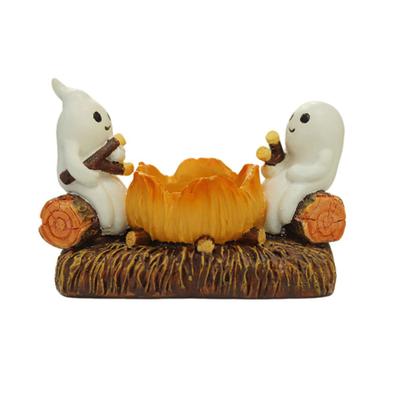 Ghost Candle Holder Resin Cute Two White Ghost Figurine Tabletop Candle Holder Decoration for