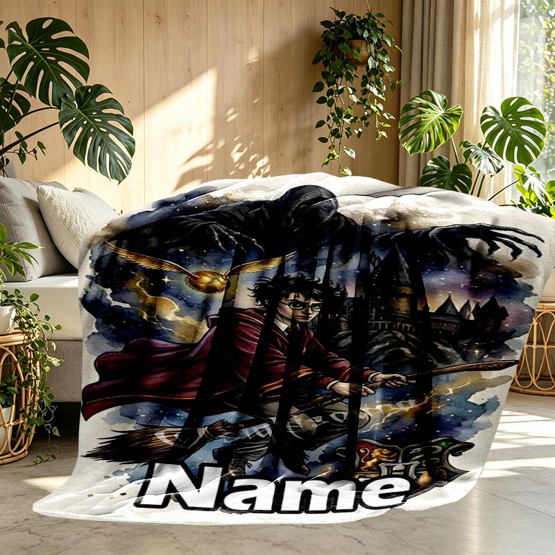 Custom Name Personalized Harry  Potter Print Blankets, Home Decor, Bedroom, Sofa, Camping, Couch, Gifts for Birthday Christmas