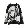 Pletený svetr Unisex inspirovaný anime Death Note Volný střih Kulatý výstřih Pulovr Tmavá estetika Streetwear Ženy Muži