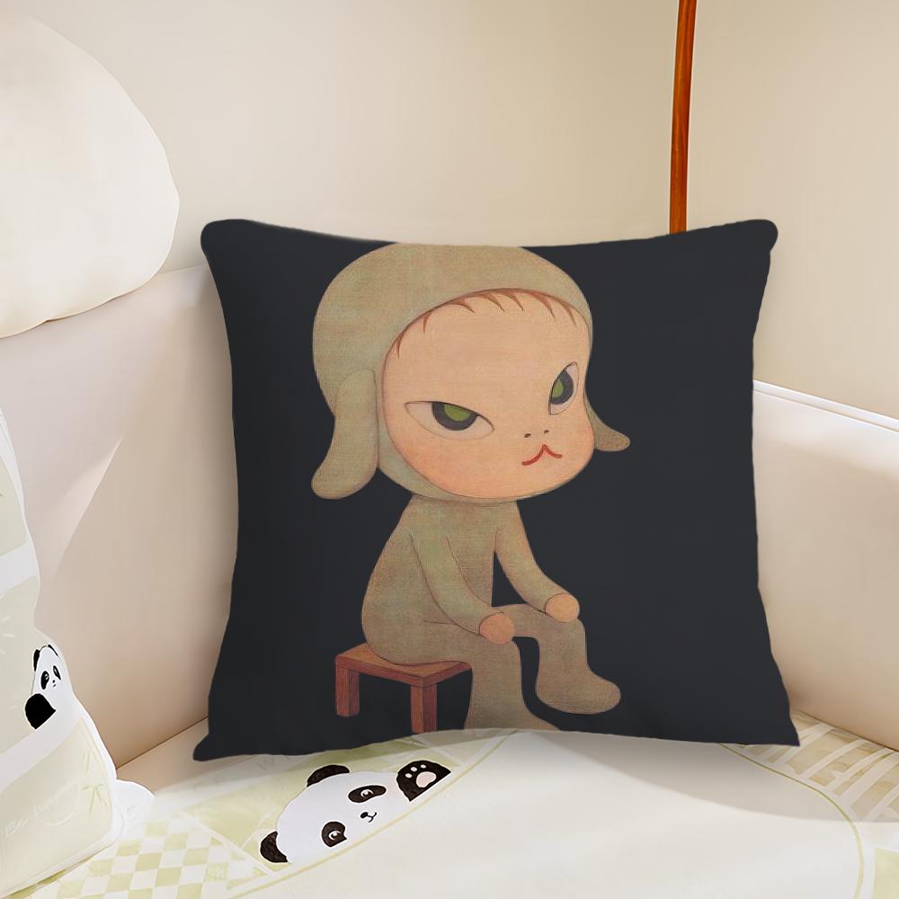 Süße Y-Yoshitomo N-Nara Kunst Kissenbezug Wohnzimmer Sofakissenbezug Geeignet für Zuhause Schlafzimmer Raumdekoration