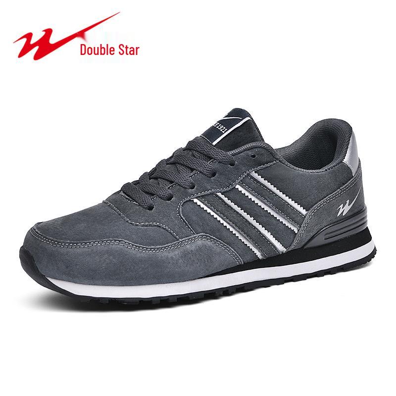 Double Star Men's Genuine Leather Running Shoes - All-match, Non-slip, Soft Sole, Shock Absorbing Forrest Gump Sneakers