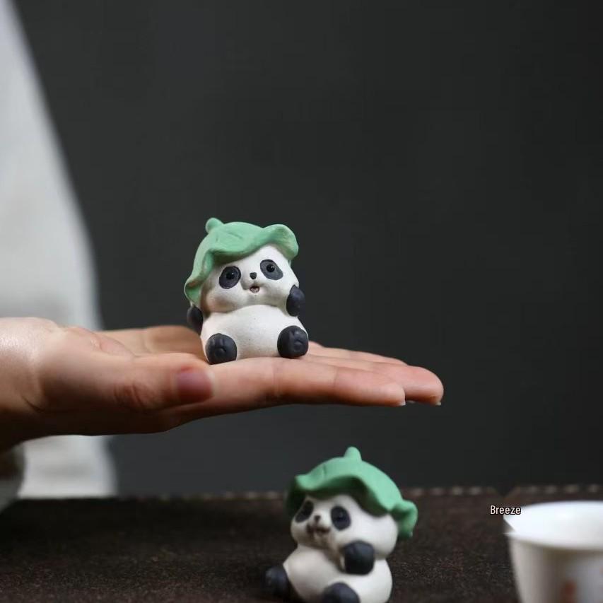 Исинская фиолетовая глина, лист лотоса, панда - чайный питомец, украшение для чайного столика, ручная работа