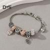 Women Bracelet Heart Shape Rhinestones Inlaid Bracelet with Adjustable Design No Fading Wear-Resistant Bracelet