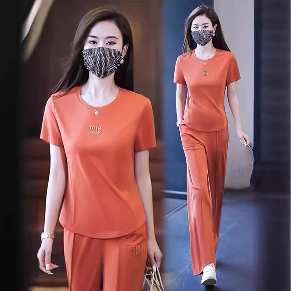 Summer Ice Silk Sportswear Fashion Casual Suit Women's Thin Short-sleeved Sweet and Fresh Two-piece Set