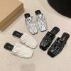 French Bag Head Half Slippers Women's Summer Wear New Pleated Muller Women's Shoes One Foot Lazy Flat Cool Slippers