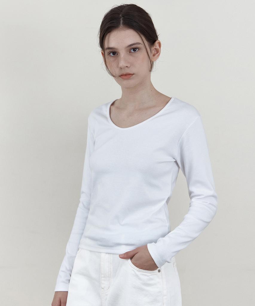 WEDNESDAYOASISFORWOMEN Soft Scoop Neck Long Sleeve T-Shirt_Ivory(Wb6Tp46)