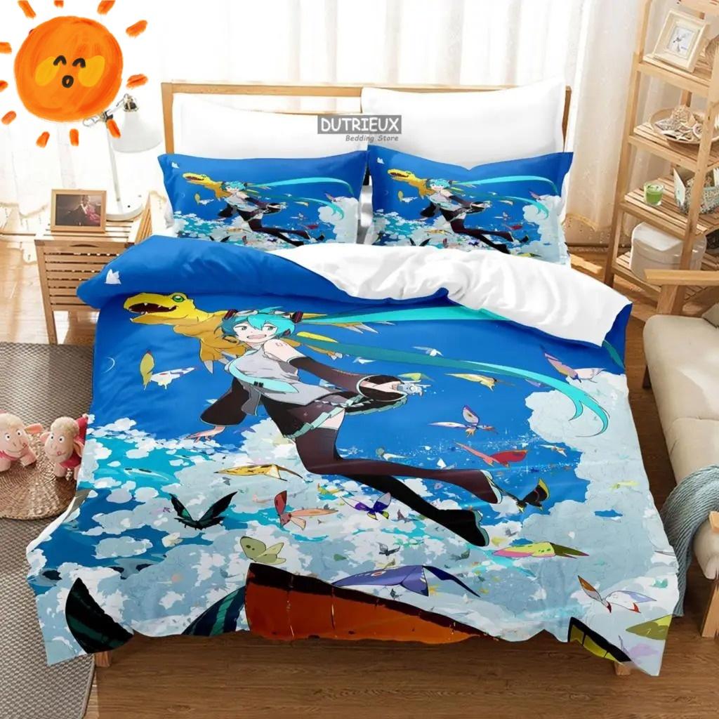 3D Print Japanese Anime Kawaii Hatsune Miku Duvet Cover Bedding Set Queen King Full Size for Holiday Bedroom Teens Women Gift