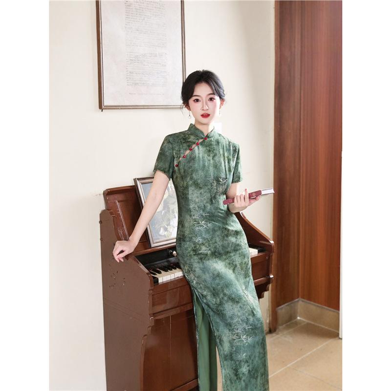 1011 New Chinese cheongsam women's clothing summer young high-end sense daily wear improved dress temperament long