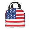 USA American Flag Thermal Insulated Lunch Bags Women United States US Stars Portable Lunch for Camping Travel Food Box