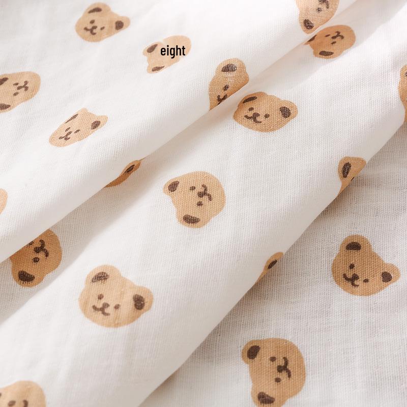 100% Cotton Double Layer Gauze Fabric: Cartoon Baby Pajamas, Drool Bibs, Bath Towels, Fabric Remnants.