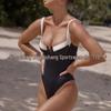 European & American Color Block One-Piece Swimsuit: Sexy, Fresh, High-Waisted, Conservative Design