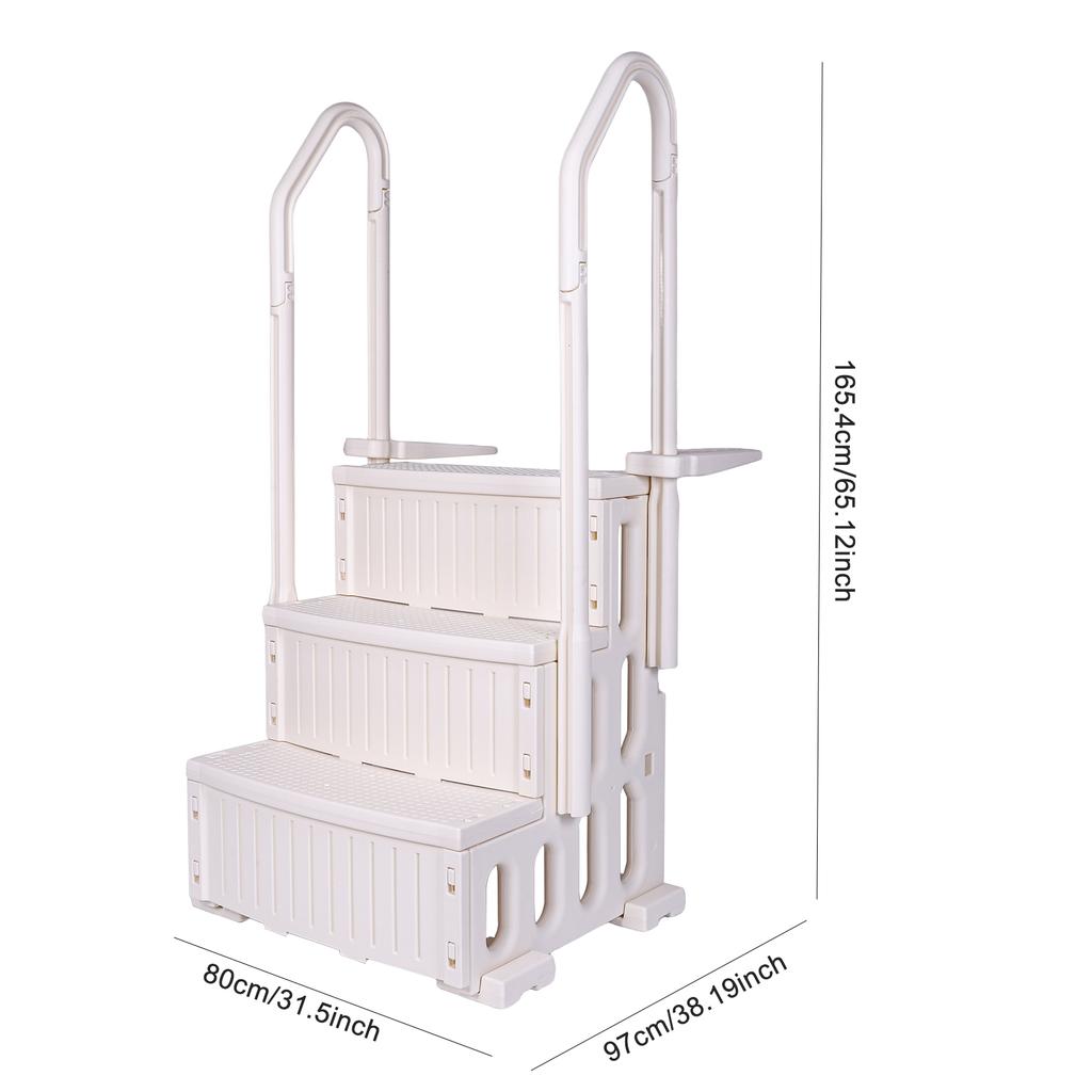 Plastic Pool Escalator Anti-Slip Slip Resistant Detachable Pool Ladder Lightweight for Various Sizes Swimming Pools