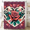 Elegant Rose Heart Shower Curtain - Waterproof, Mildew-Resistant, Machine Washable For Romantic Bathroom Decor