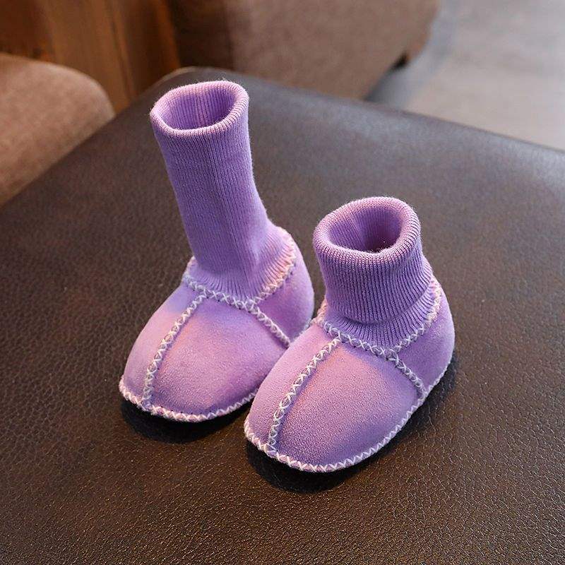 Winter Soft-soled Newborn Baby Cotton Shoes 0-6 Months Thickened Baby Anti-drop Socks Shoes Keep Warm and Do Not Lose Fluff Shoes