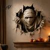 Realistic Wall Breaking Illusion 3D Break-in Halloween Sticker Haunted House Decal Removable Creepy Doorway Decorations PVC Mural for Living
