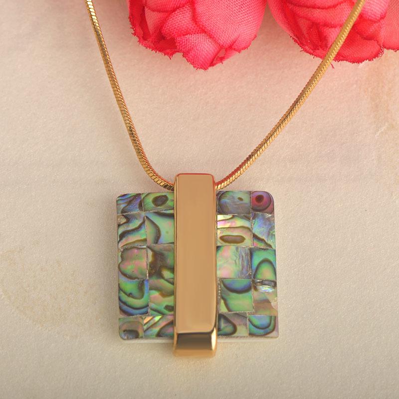 New Fashion Natural Abalone Shell Pendant Necklace For Women Girls Gold-color Collarbone Choker Party Wedding Jewelry