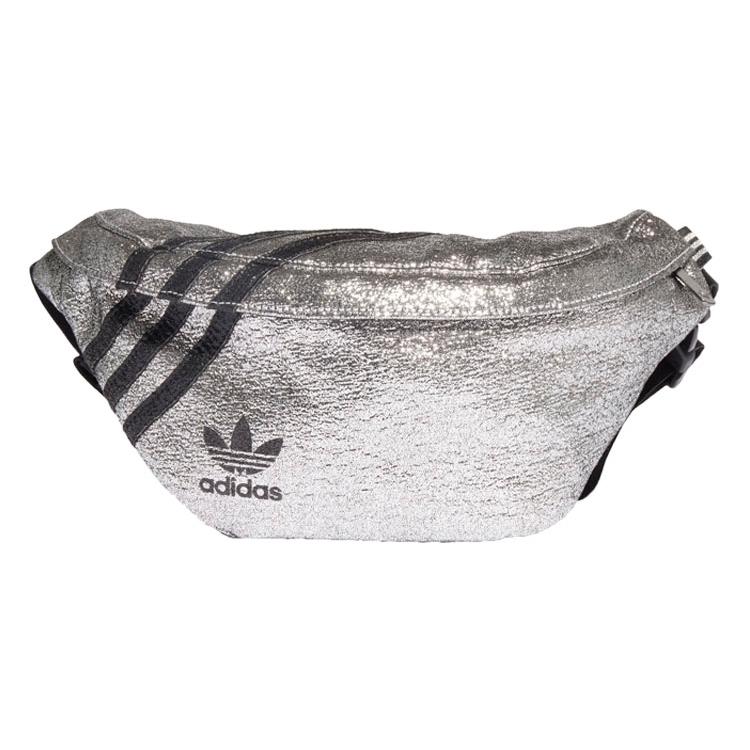 Adidas Originals Polyester Sling Bag, Fanny Pack Regular Unisex Silver Black One Size серебряный