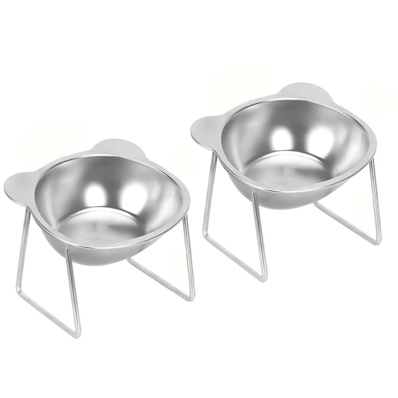 Cat Bowls Tilted Neck Guard Cat Food Bowl Indoor Stainless Steel Shatter Resistant Elevated 15° Pet Bowl For Kitten Puppy