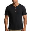 Men Chinese Style Retro Casual V Neck Short Sleeve Solid T Shirt