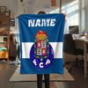 Custom Name,FC Porto Printed Flannel Blanket, soft throw for bedroom sofa, washable, Christmas present, great gift.