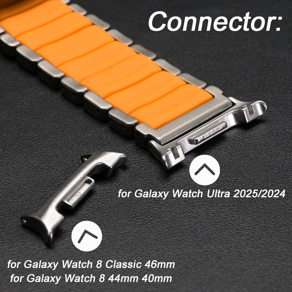 Titanium Band for Samsung Galaxy Watch 8 Calssic 46mm 8 44mm 40mm Metal Rubber Strap for Galaxy Watch Ultra 2025 Luxury Bracelet
