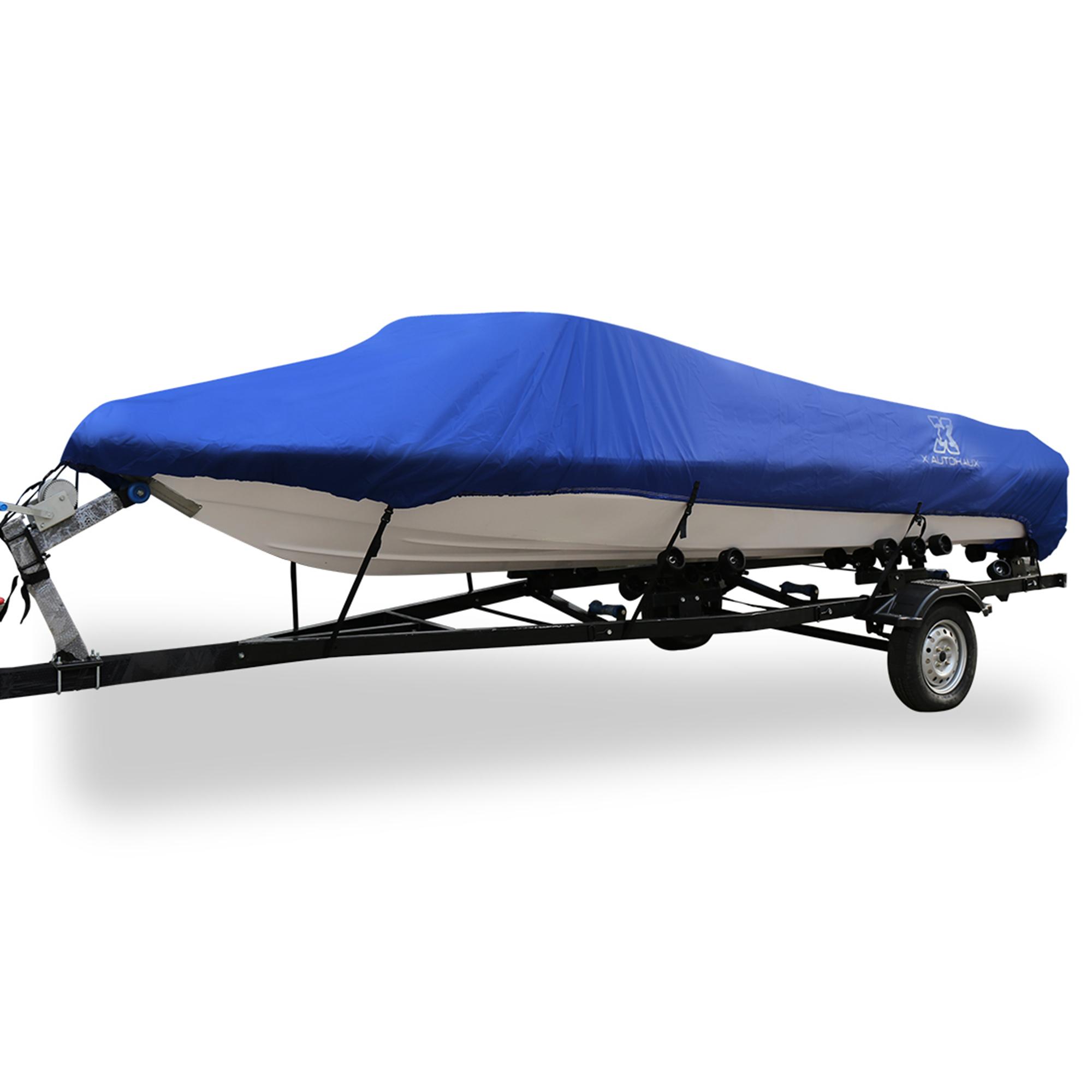 Motoforti 17-20ft 16-18ft 300D Polyester Trailerable Boat Cover Waterproof Fishing Ski Bass Speedboat Marine for V-Hull