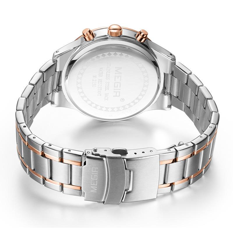 Echte Uhr, Herren Business Mode Stahlarmband Chronograph Wasserdicht Leuchtend Quarz Herrenuhr 2150