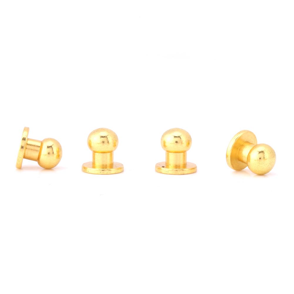 20pcs Round Head Solid Brass Nail Rivet Button DIY Leather Accessories(8*6mm Gold)