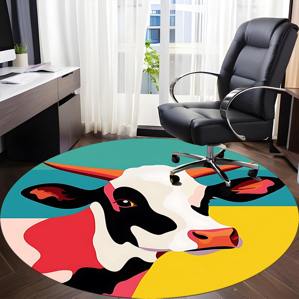 1pc Cow Abstract Chair Carpet for Office, Perfect for Office, Holiday Party Decoration Choice yy260314007