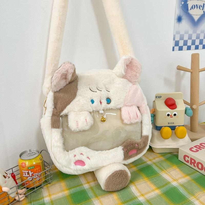 

Soft fluffy shoulders female new cute cat large capacity commuting shoulder messenger bag gift