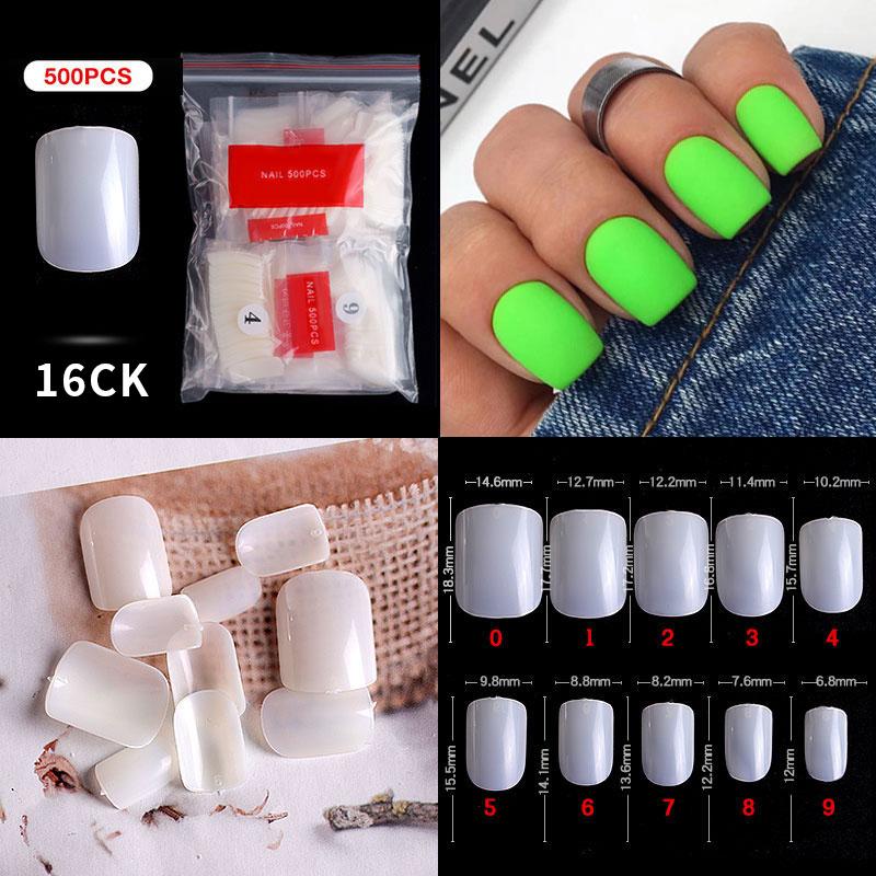 500Pcs/Bagged False Nail Tips Acrylic Practice Nail Capsules Artificial Nails Soft Gel Full Cover Coffin Nail Tips Manicure Tool