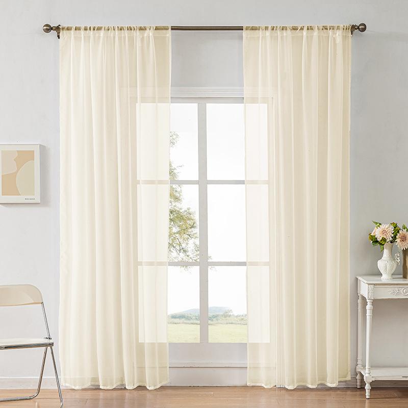 Light Sheer Voile Curtains with Rod Pocket Semi-Transparent Window Drapes for Bedroom Living Room Dining Room Light Transmittance Lace Curtains