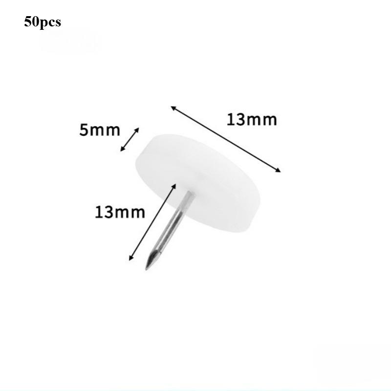 

50/100 White Nylon Wooden Chair Table Furniture Leg Bottom Feet Plastic Pad Glide Skid Nails Floor Protector 14/18/20mm Diameter