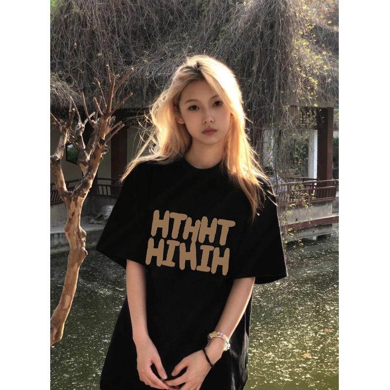 

Женская футболка с короткими рукавами и плечами, весенний американский ретро-брейк оверсайз, свободный топ с половиной рукавов, летний летний топ