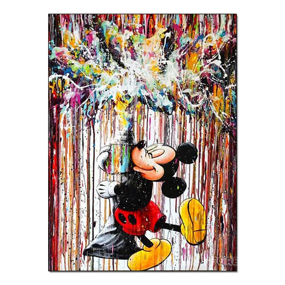 

5D DIY Color Mickey Diamond Painting Kit Tidal Graffiti Cross Stitch Handmade Diamond Mosaic Embroidery Art Gift Round 20x30cm