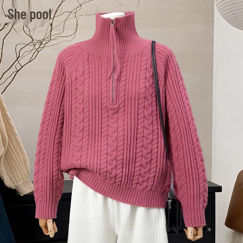 

She Chi Women s Fashion Half-Zip High-Neck Sweater S