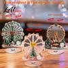Festive Desktop Decor Acrylic Ferris Wheel Christmas Ornament 360° Rotating Snow House Tabletop Holiday Ornaments Decor Decoration for Offices Home