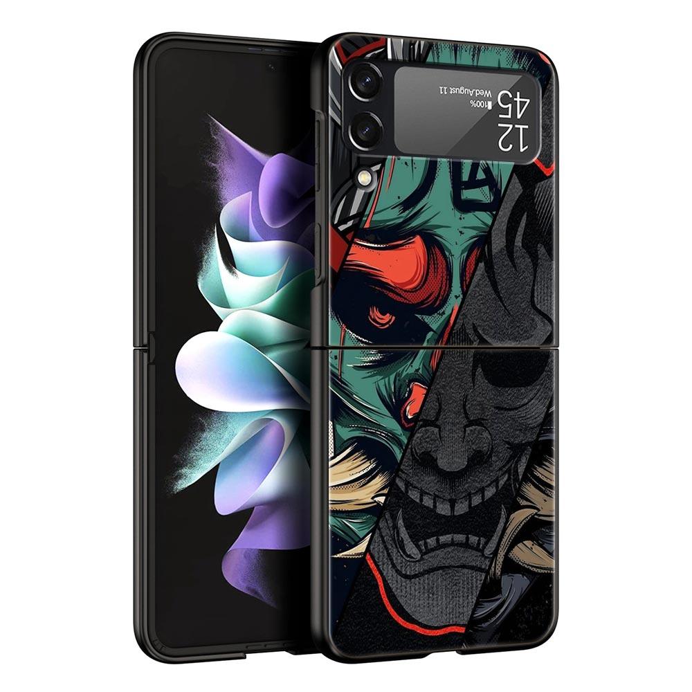Samurai Hannya Mask Ghost Phone Case For Samsung Galaxy Z Flip3 Flip4 Flip5 Case Shell For Z Flip 3 4 5 6 Hard Folding Cover