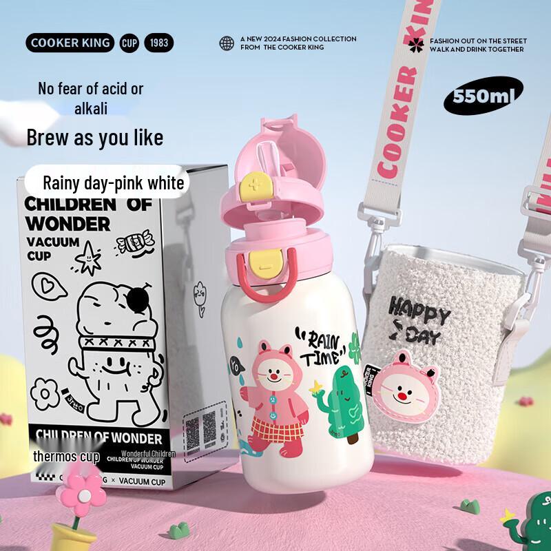 COOKER KING Kids  Cartoon Insulated Straw Water Bottle