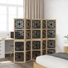 5 Piece Room Divider In Brown and Black Solid Paulownia Wood
