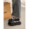 Beautiful temperament cool slippers women's summer high sense outer wear fashionable new go out flat silver slippers