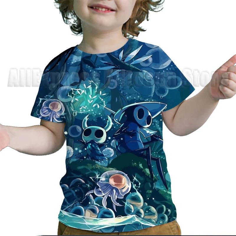 Kids Hollow Knight Silksong T-shirts Fridge Magnet Boys Girls T Shirts Child Cartoon Tshirt Camiseta Summer Toddler Tee Costume