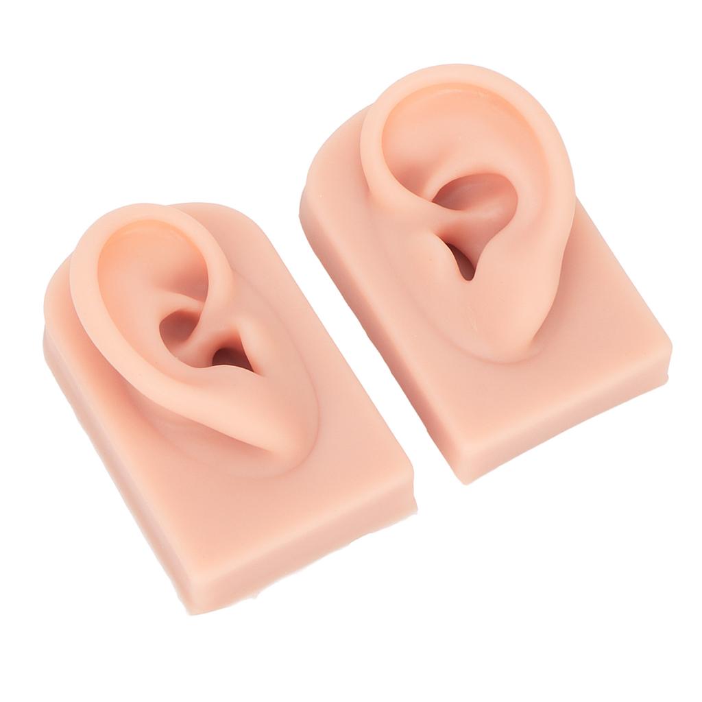 1 Pair Silicone Ear Model Flexible Soft Reusable Simulated Human Skin Silicone Piercing Model