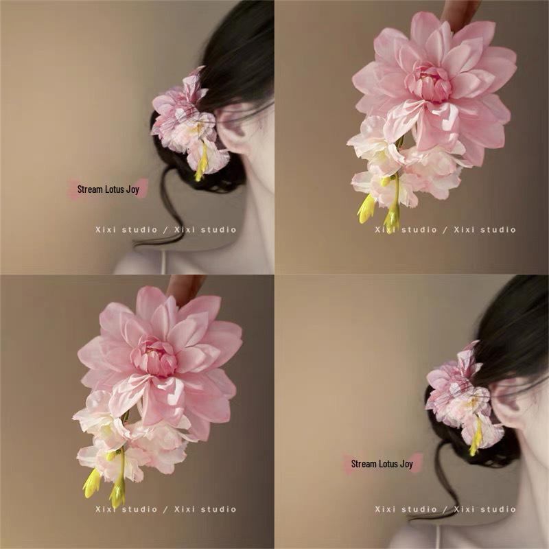 Enchanting Lily Flower Hair Clip: Elegant Shark Clip for Updos