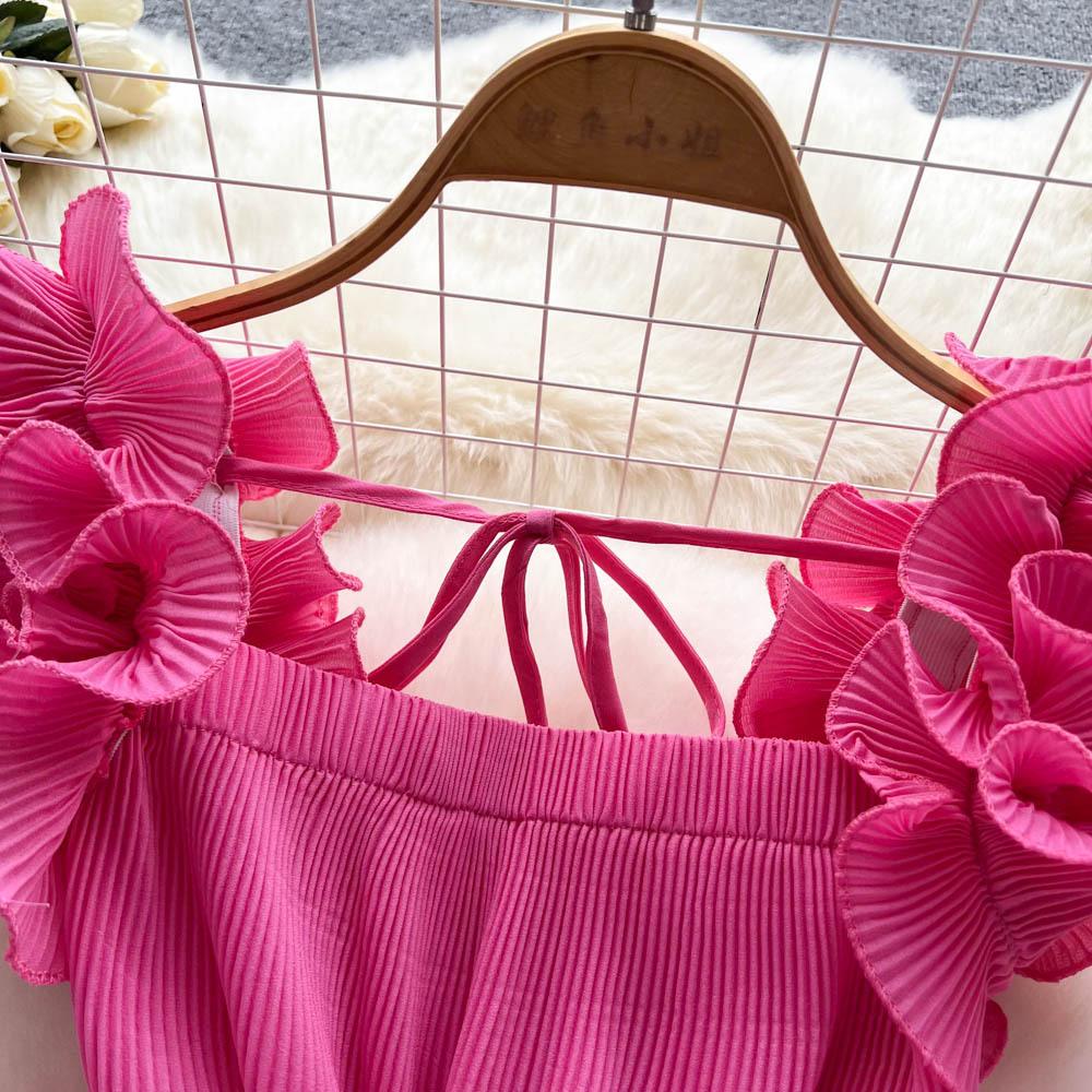 Rüschenweste Tanktop Out Wear Damen Sommer Süßes und würziges tailliertes kurzes Top