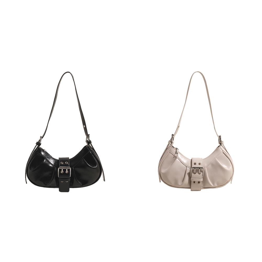 

Сумка через плечо из искусственной кожи Y2K для женщин, плиссированная сумка через плечо для путешествий (черный)