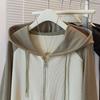 Plus Size Women's Design Sense Hooded Sweater Spring and Autumn Loose Cardigan Jacket Sports Top