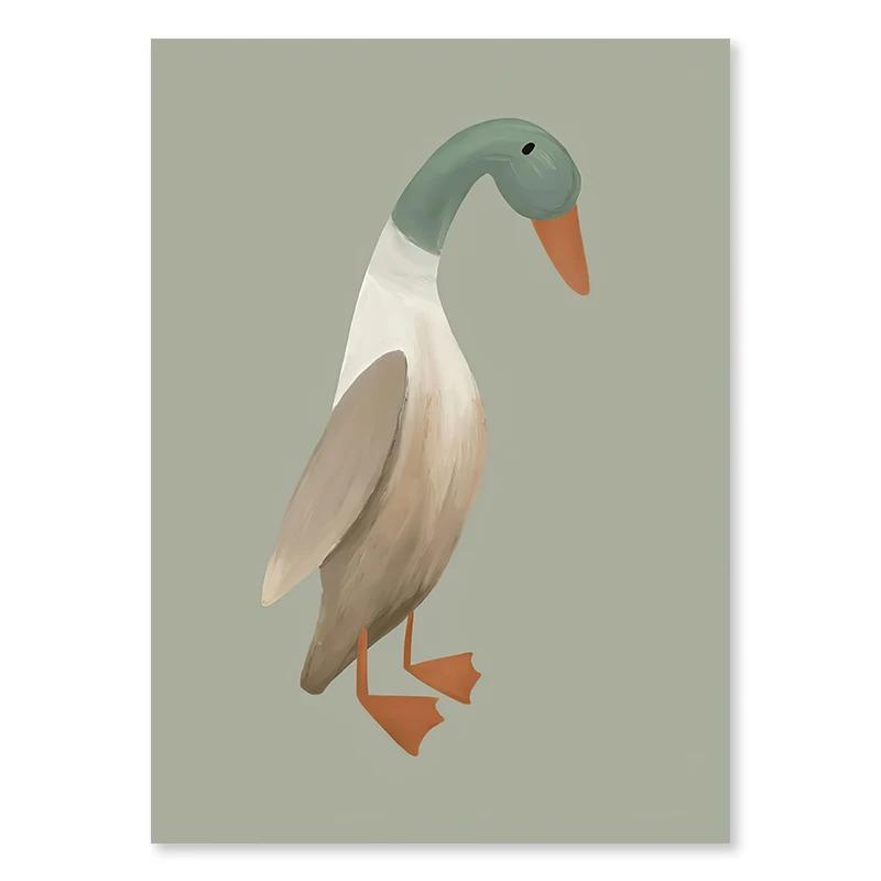 Nordic Cartoon Lion Rabbit Mouse Goose Duck Wall Art Canvas Painting Nursery Poster and Prints Pictures Baby Kids Room Decor