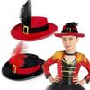 Vintage Children's Feather Top Hat Black Magician Top Hat New Performance Prop Hat  Holiday Costume